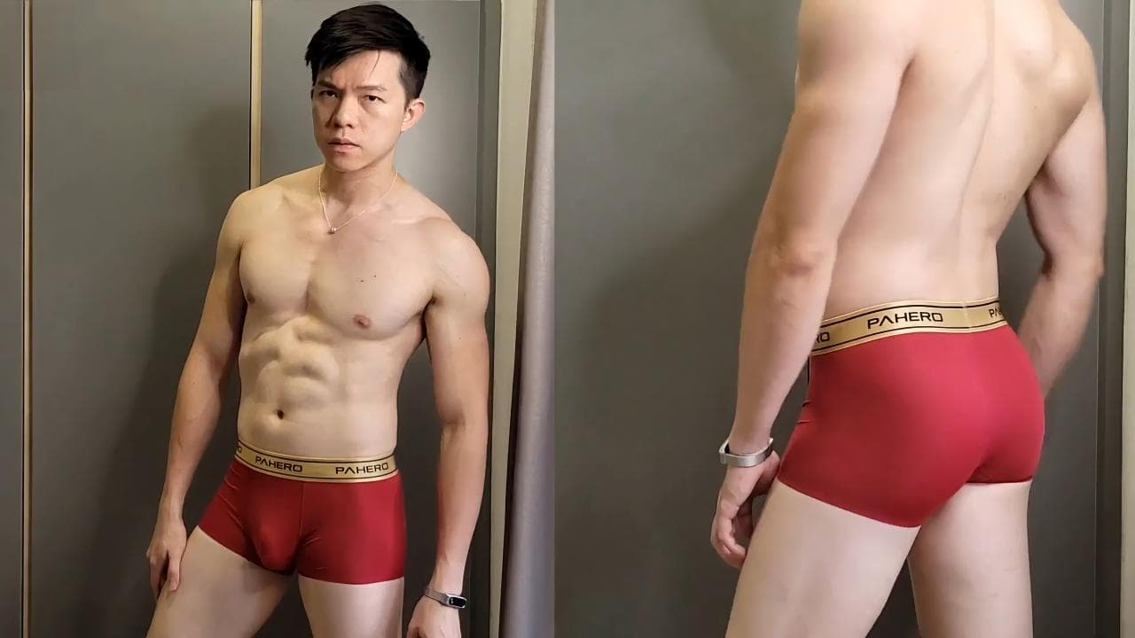sex gay Trying on underwear with a handsome guy