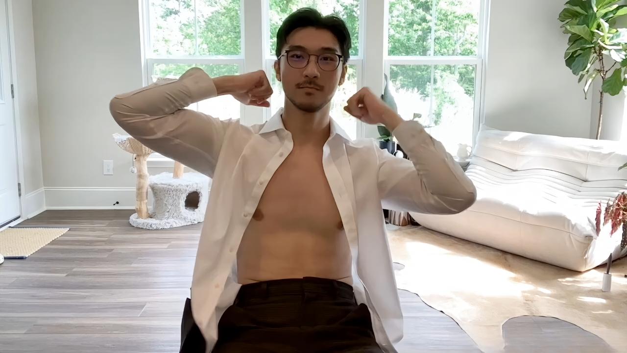 Sex Men Handsome muscular Asian office guy jerking off