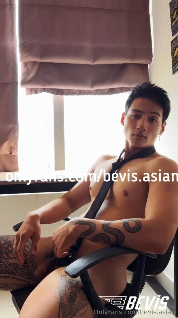 porn gay bevis asian - masturbating while working