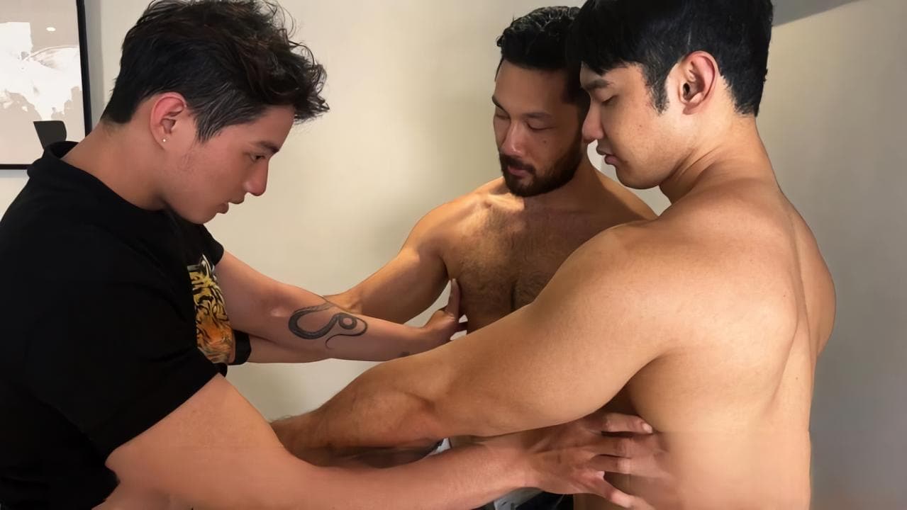 porn gay Bevis asian threesome